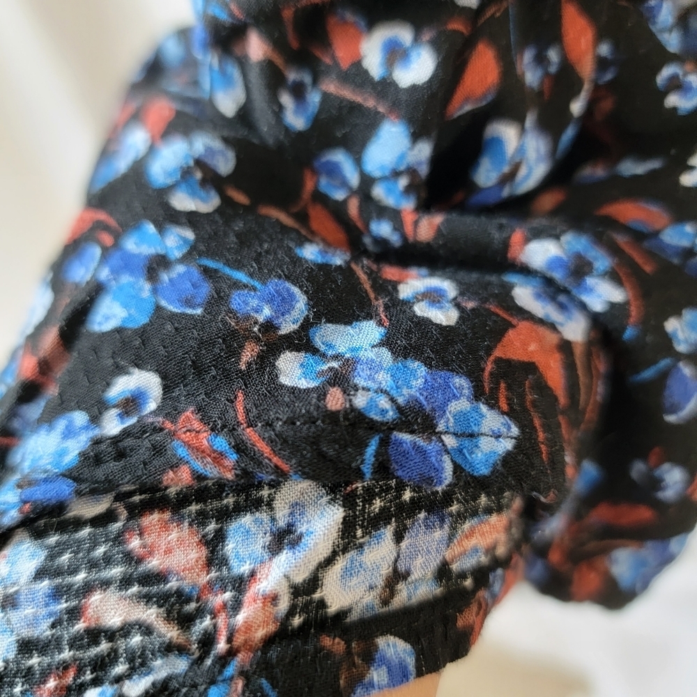 Terra Sky Women's Plus Size Peasant Dress 2X Blue Floral Long Sleeve Pocket Fall - Picture 11 of 13